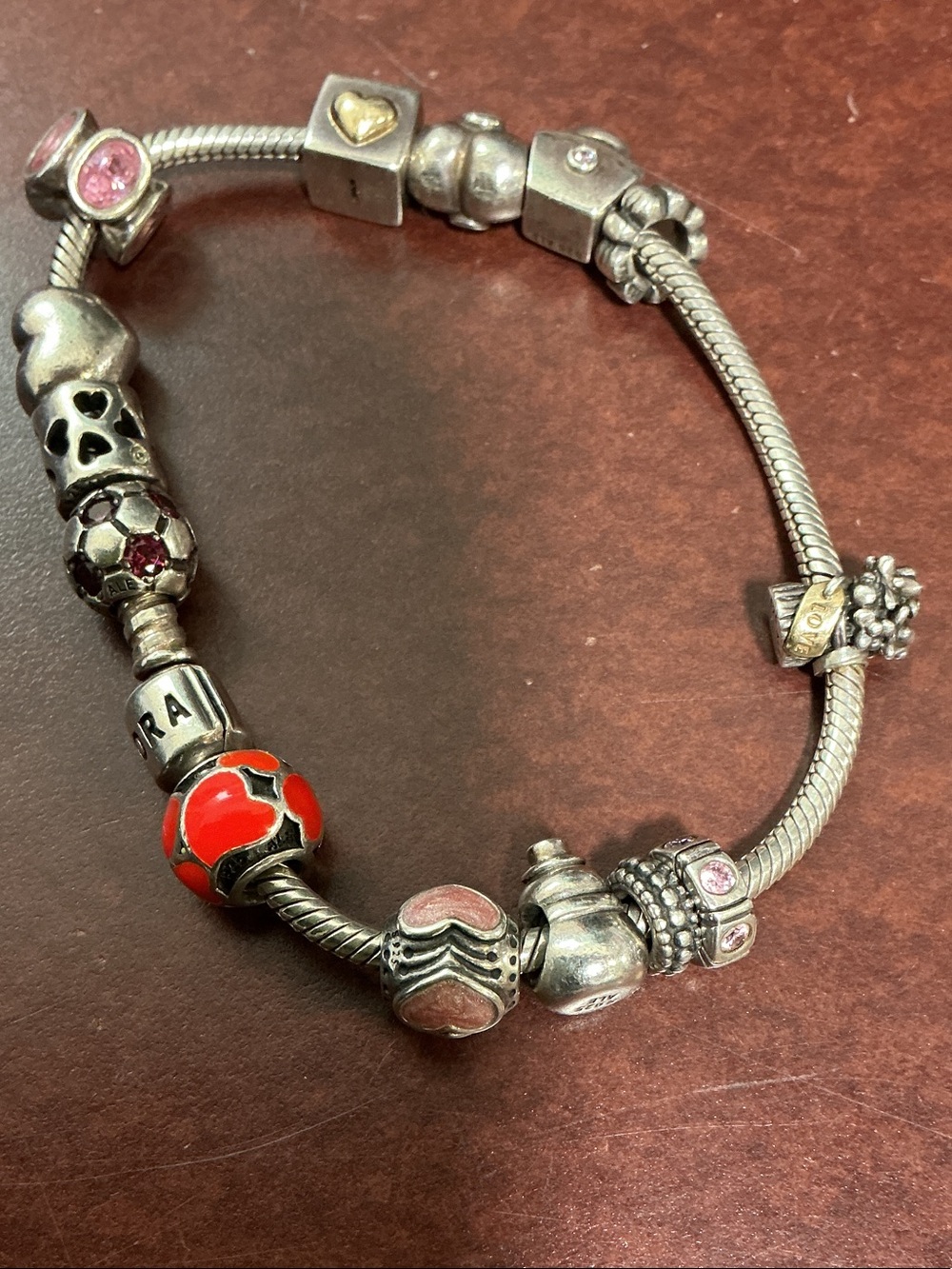 Pandora charm bracelet with 14 charm